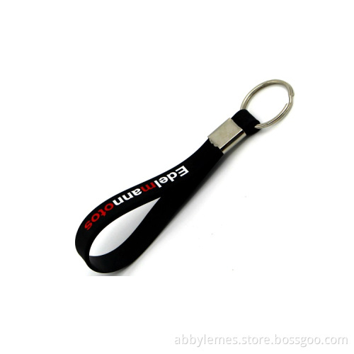 Factory stocked customized logo silicone rubber wristband key chain